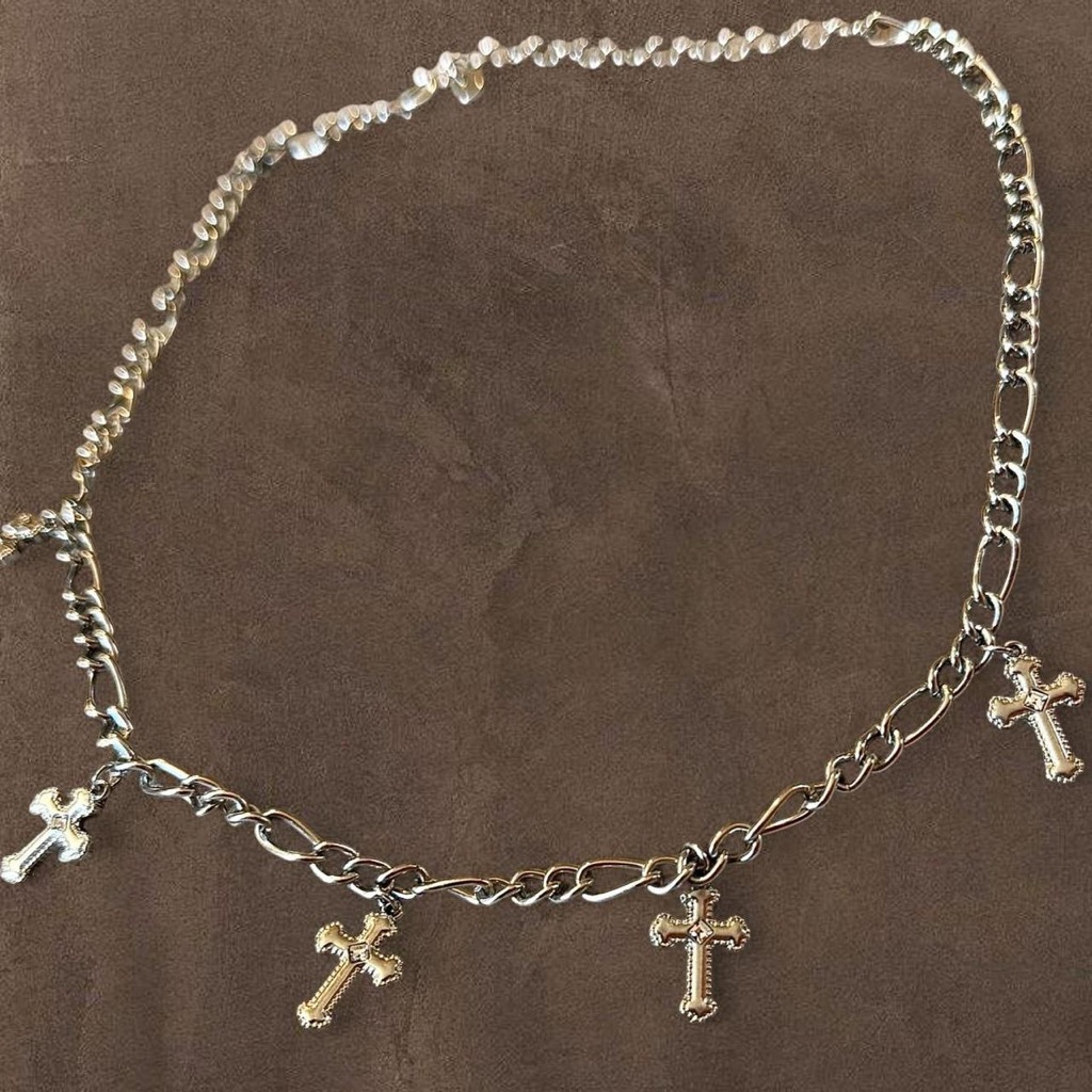 Silver Cross Pendant Necklace 10$